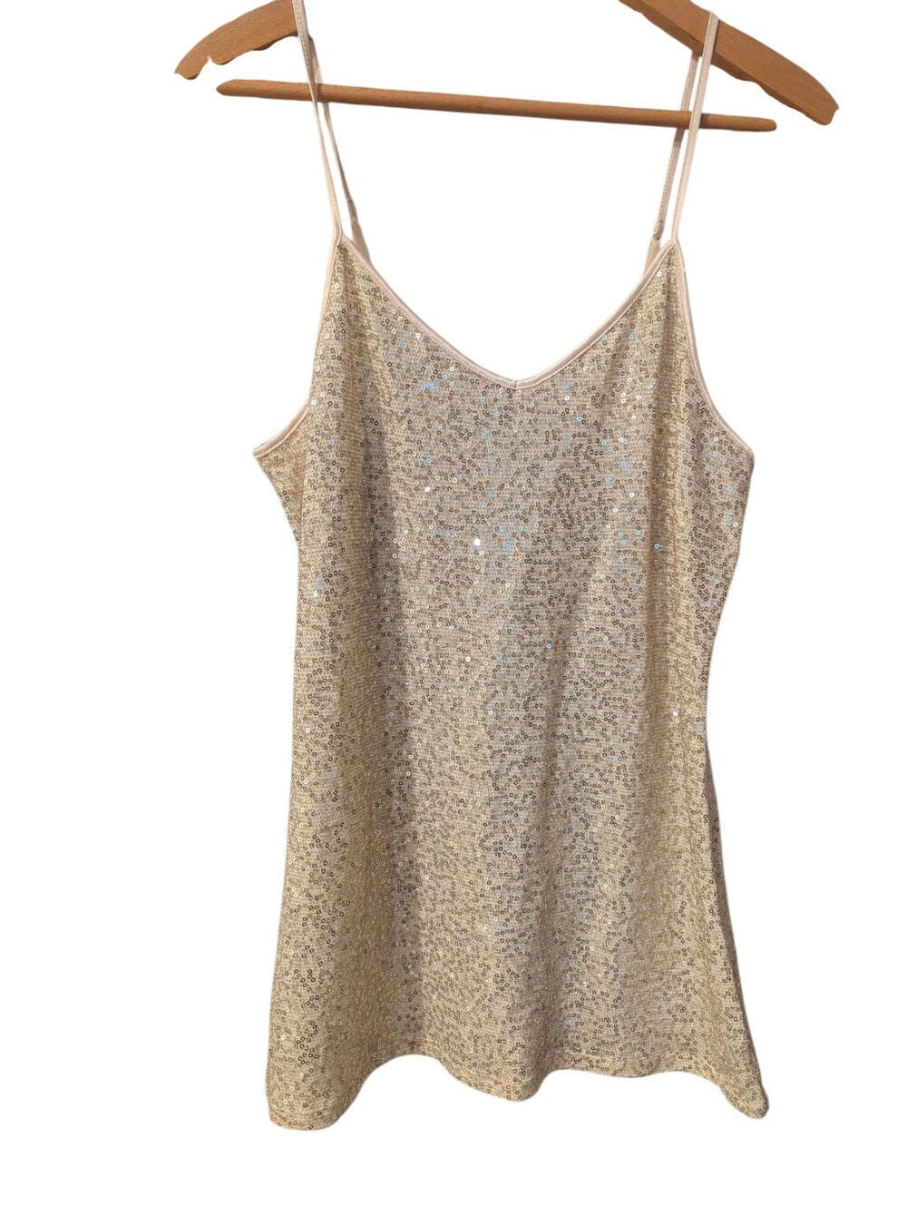 EXPRESS Gold Sequin Spaghetti Strap Cami Tank Medium
